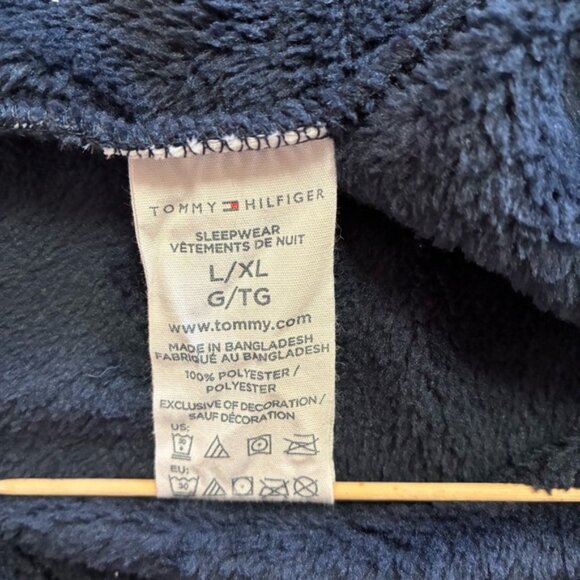 Tommy Hilfiger Navy Plush Super Soft Men's Belted Robe Size L/XL Unisex - Picture 5 of 9